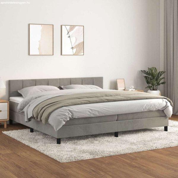 vidaXL világosszürke bársony rugós ágy matraccal 200x200 cm