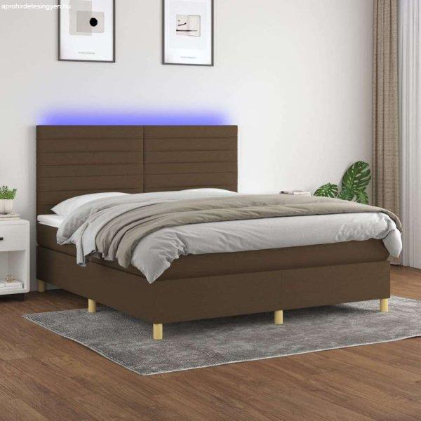 vidaXL barna szövet rugós és LED-es ágy matraccal 160x200 cm