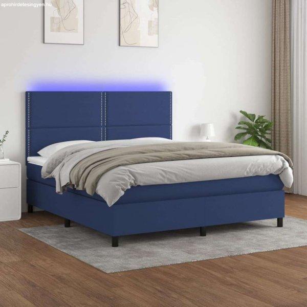 vidaXL kék szövet rugós és LED-es ágy matraccal 180 x 200 cm