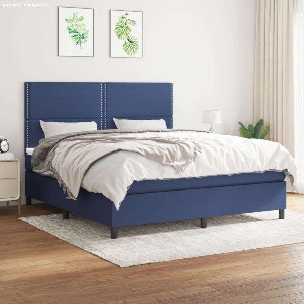 vidaXL kék szövet rugós ágy matraccal 180 x 200 cm