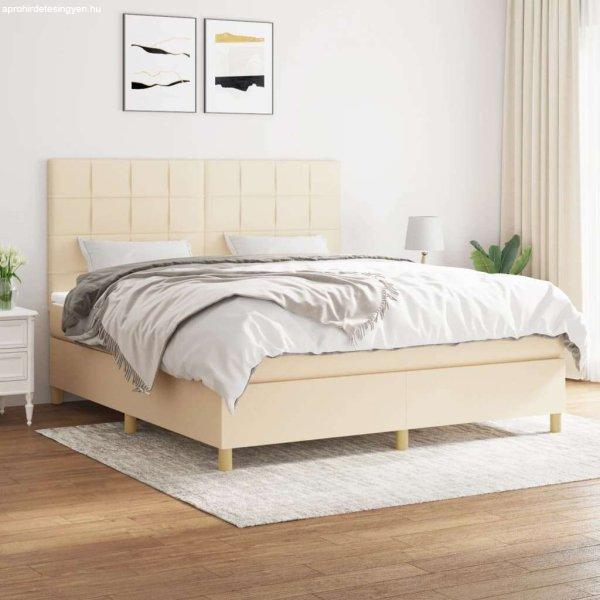 vidaXL krémszínű szövet rugós ágy matraccal 180 x 200 cm