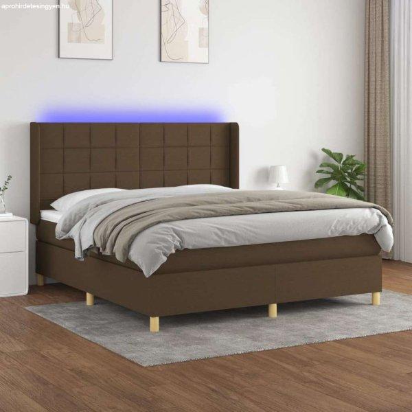vidaXL barna szövet rugós és LED-es ágy matraccal 160x200 cm