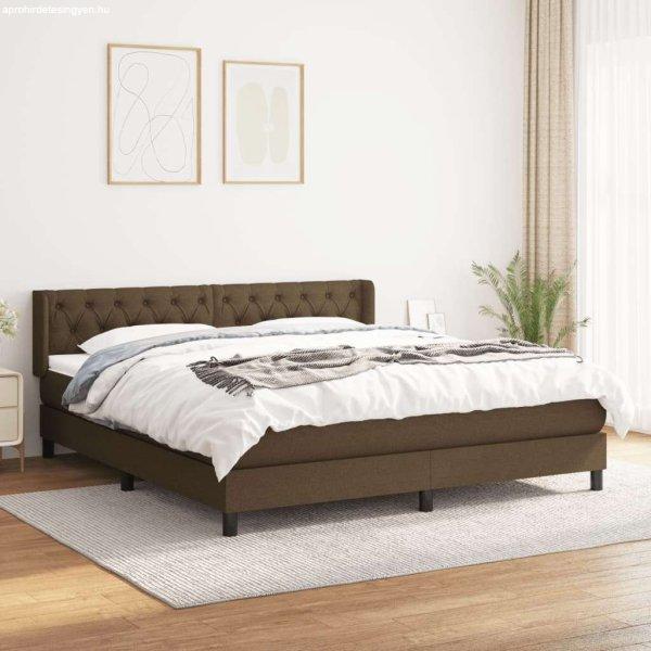 vidaXL sötétbarna szövet rugós ágy matraccal 160 x 200 cm