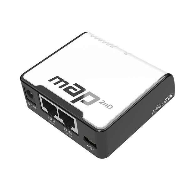MikroTik mAP 64MB RAM, 2xLAN, 2,4GHz integrált antennás wifi router