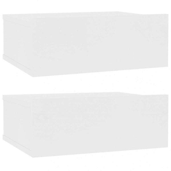 2 db fehér forgácslap úszó éjjeliszekrény 40 x 30 x 15 cm