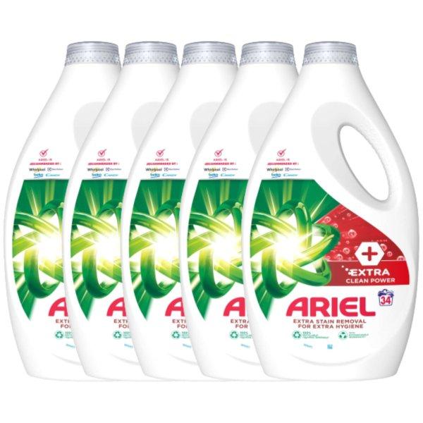 Ariel +Extra Clean Power folyékony Mosószer 5x1,7L - 170 mosás