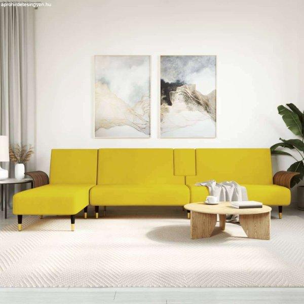 vidaXL sárga L-alakú bársony kanapéágy 279x140x70 cm