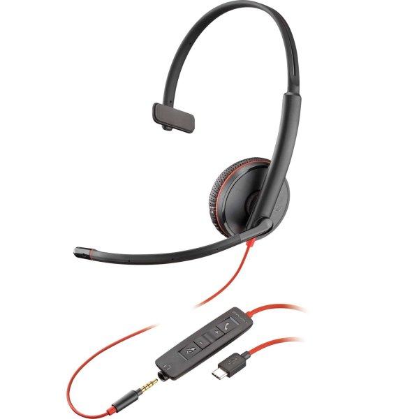 Plantronics Blackwire 3215 USB Type-C Headset - Fekete/Piros