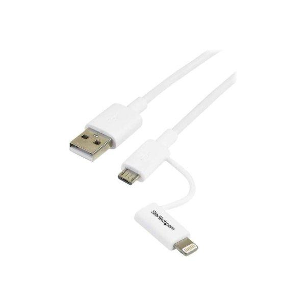 StarTech.com LTUB1MWH USB kábel 1 M USB 2.0 USB A Micro-USB B Fehér (LTUB1MWH)