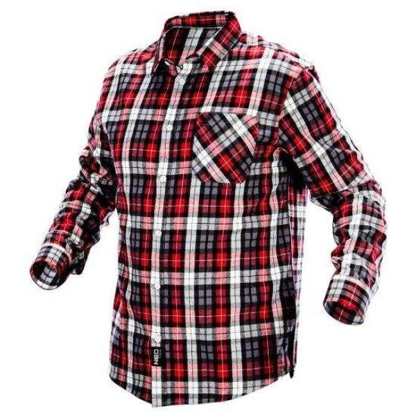 Pamut munkás ing, piros-szürke-fehér, XL / 56-os méret, NEO
