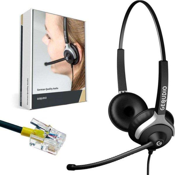 GEQUDIO Headset 2-Ohr für Mitel,Aastra,Poly,Gigaset-RJ Kabel (WA9023)