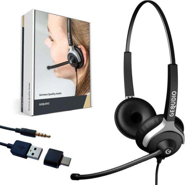 GEQUDIO Headset 2-Ohr mit USB für PC,MAC (WA9027)