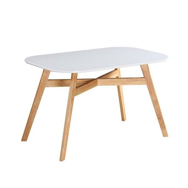Étkezőasztal, 120x80 cm, fehér-fa - PIERETTE - Butopêa