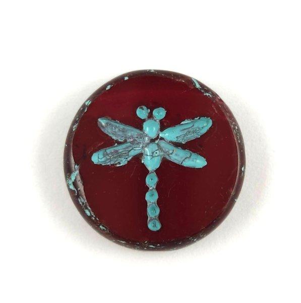 Cseh table cut gyöngy - hosszában fúrt kerek szitakötő mintás - Siam
Travertine Turquoise Blue - 17 mm