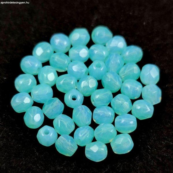 Cseh csiszolt golyó gyöngy - Opal Aqua Blend - 4mm