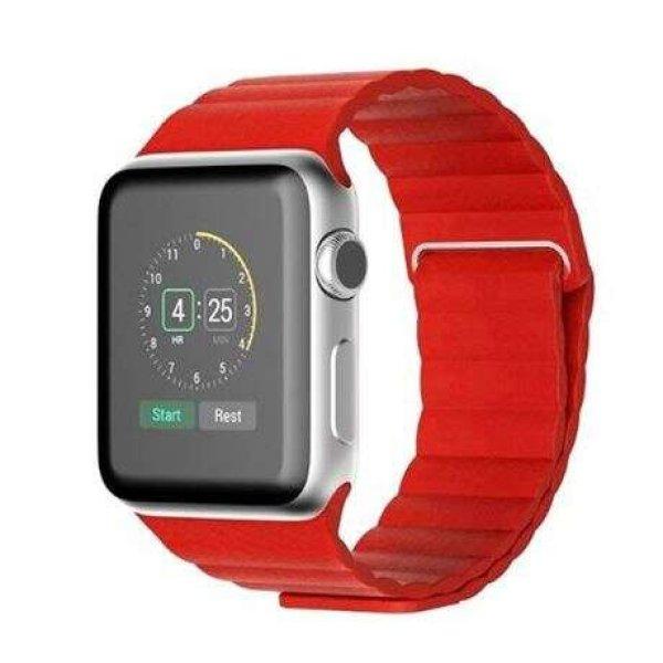 Mybandz Apple Watch 42/44mm mágneses bőr óraszíj piros (APW422345)
(APW422345)
