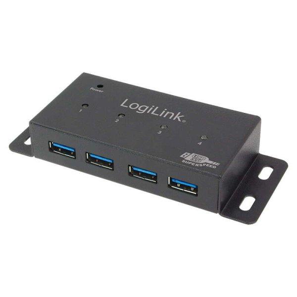 LogiLink USB 3.0 hub, 4 portos, fém ház