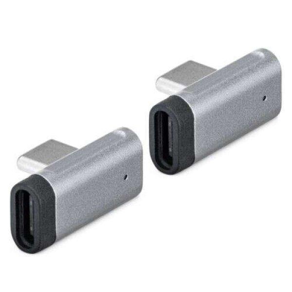 2 db USB-C adapter készlet 90 fokos derékszögben, Kwmobile, ezüst/fekete,
alumínium, 56386.02