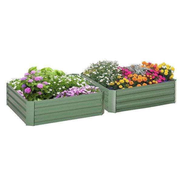 Outsunny kerti virágtartó készlet, 2 db, 100x100x30 cm, Talp nélkül,
Négyzet, Acél, Zöld
