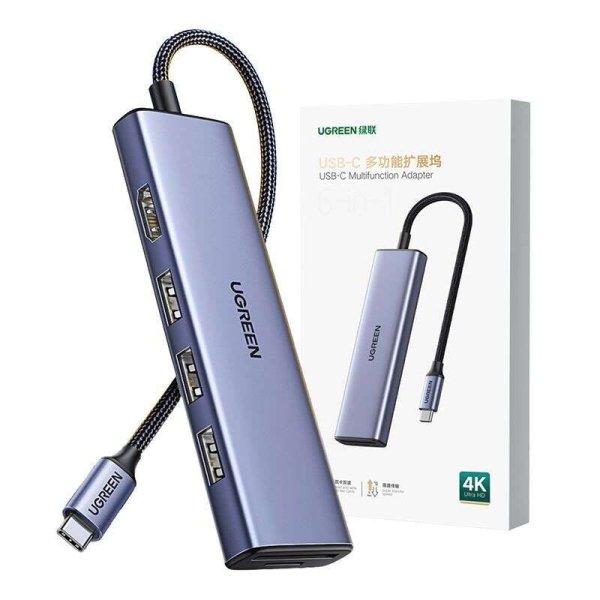 UGREEN CM511 5 az 1-ben adapter USB-C hub, 3x USB-A, HDMI, USB-C, TF, SD, lila
(20956A) (20956A)