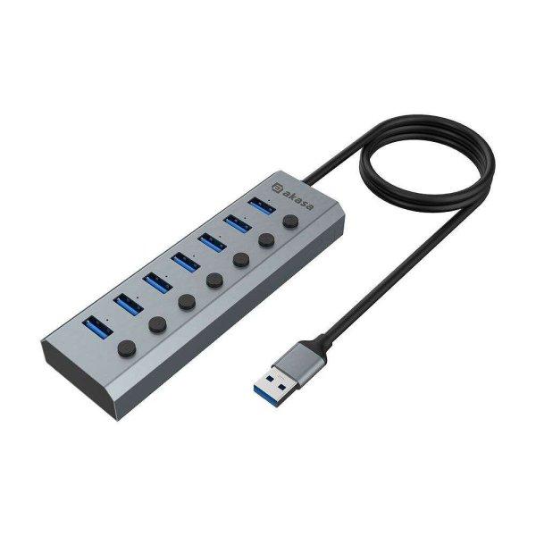 Akasa Connect 7 IPS 7portos kapcsolós USB Hub (AK-HB-21BKCM) (AK-HB-21BKCM)