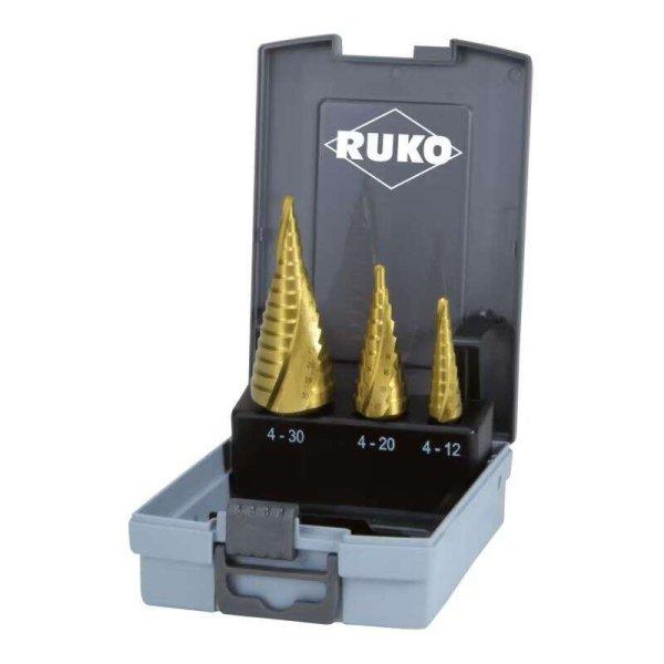 RUKO A101126TRO HSS fokozatfúró készlet, 3 részes, 4-12 mm, 4-20 mm, 4-30 mm
(A101126TRO)