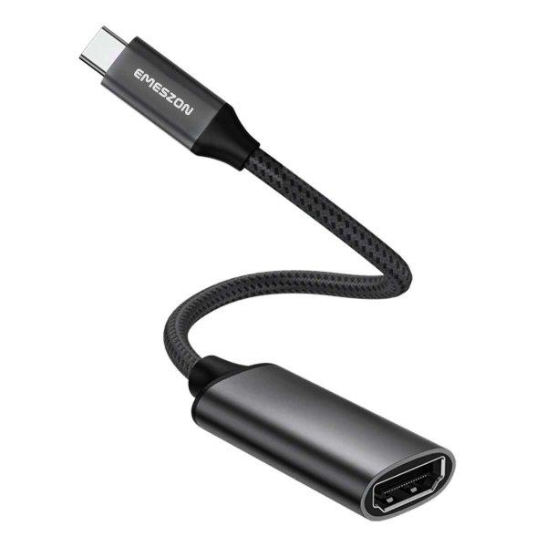 USB Type-C HDMI 4K 60Hz adapter, Emeszon®, átalakítja az USB 3.1 OTG USB-C-t
HDMI-vé telefonhoz, táblagéphez, monitorhoz, TV-hez, videoprojektorhoz,
laptophoz, számítógéphez, fekete