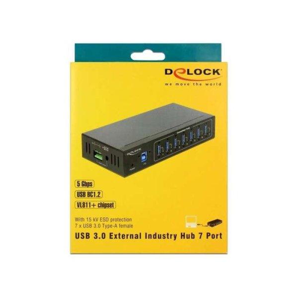 Delock külső ipari hub 7 x USB 3.0 A 15 kV ESD védelemmel (63311) (del63311)