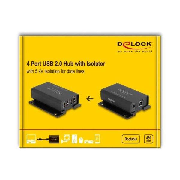 Delock 4 portos USB 2.0 izolátor hub 5 kV izolációval adatvonalakhoz (64226)
(del64226)