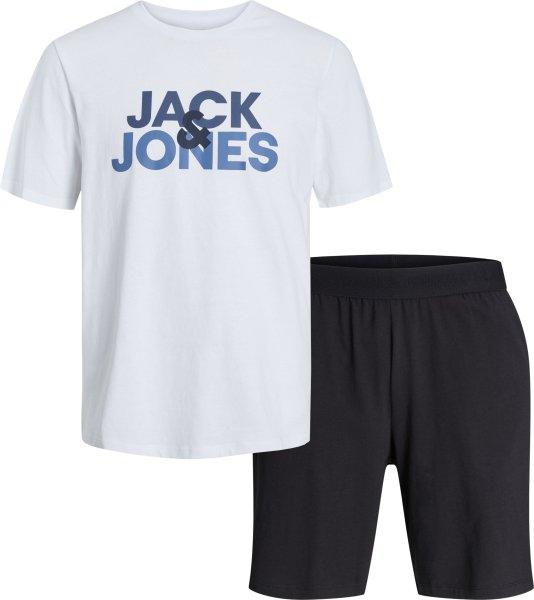 Jack&Jones Férfi pizsama JACULA Standard Fit 12255000 White/Shorts Bia XL