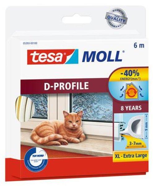 Ajtó- és ablaktömítő szalag, 9 mm x 6 m, TESA "tesamoll® D
profil", fehér