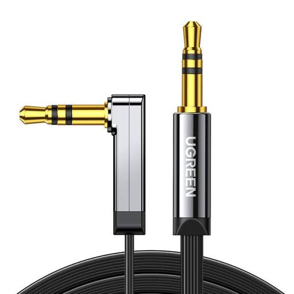 UGREEN AV119 derékszögű, 3,5 mm-es AUX mini jack kábel, lapos, 1,5 m
(fekete)