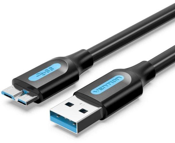 Vention USB-A 3.0/M -> Micro USB-B, ( PVC,fekete), 1m, kábel