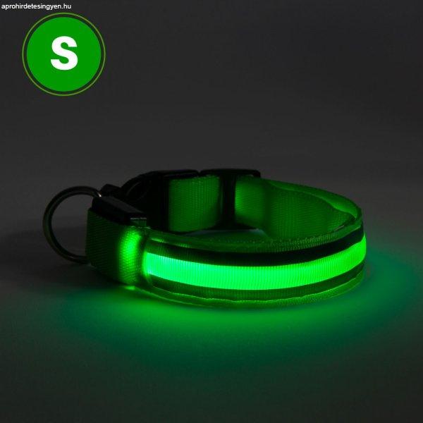 LED-es nyakörv - akkumulátoros - S méret - zöld