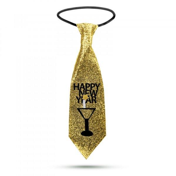 Szilveszteri nyakkendő - arany glitteres - 41 x 11 cm