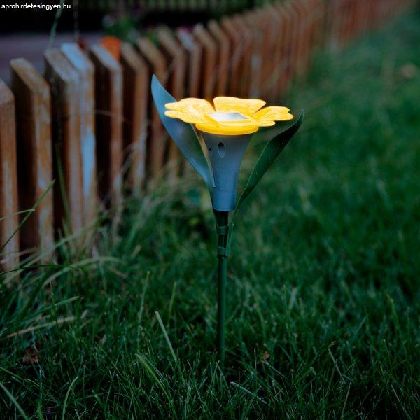 Leszúrható szolár virág - 3 szín - 30 x 10 cm - fehér LED