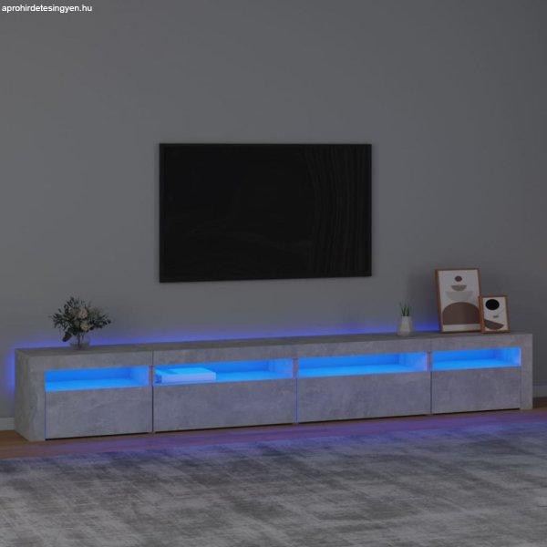 betonszürke TV-szekrény LED lámpákkal 270x35x40 cm