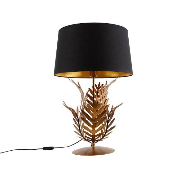 Arany asztali lámpa, 40 cm-es fekete pamut árnyalattal - Botanica