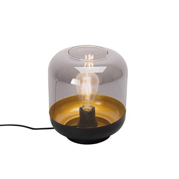 Design asztali lámpa fekete, arany és füstüveggel - Kyan