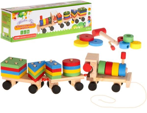 Fából készült puzzle vonat 