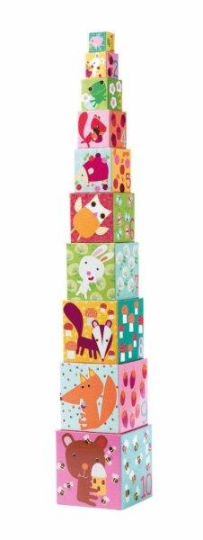 Toronyépítő kocka - erdei állatok - 10 forest blocks - Djeco
