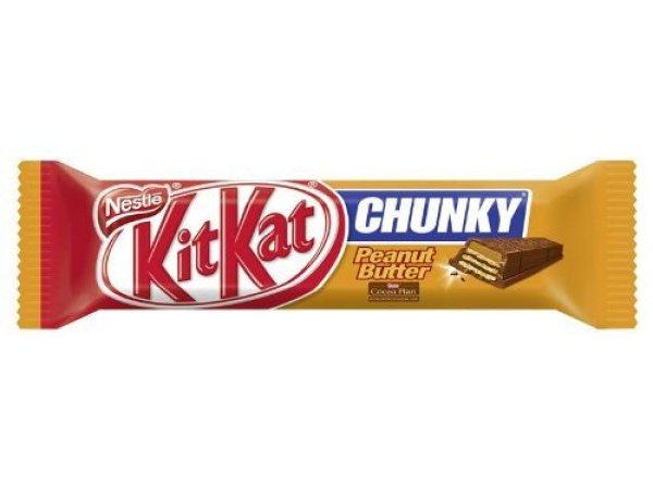 KitKat Chunky földimogyorós krémmel bevont ropogós ostya tejcsokoládéban
42 g