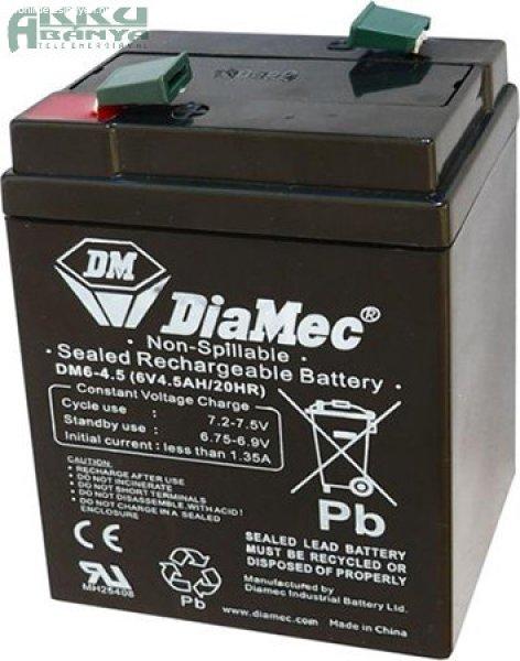 DIAMEC 6V 4,5Ah akkumulátor DM6-4.5