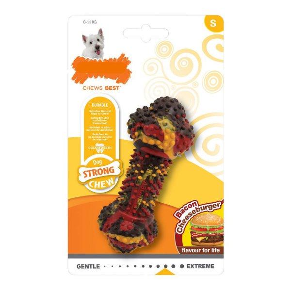 Kutya rágójátékok Nylabone Strong Chew Bacon Sajt Hamburger Gumi S méret