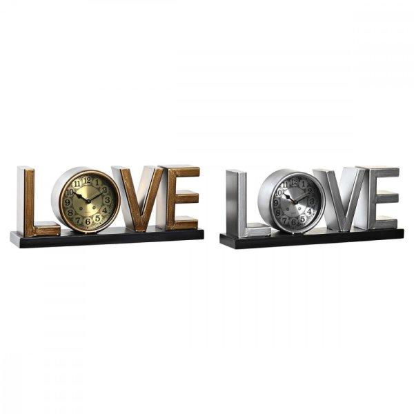 настолен часовник DKD Home Decor Love Réz 39 x 8 x 15 cm Ezüst
színű Vas Loft (2 egység)