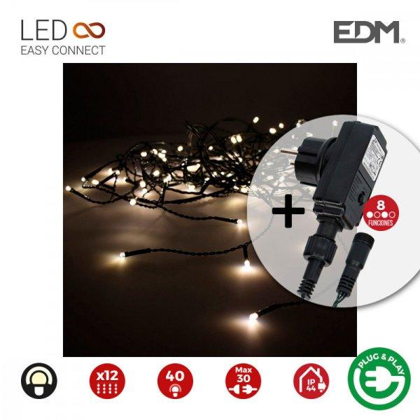 LED-es fényfüggöny EDM Icicle Easy-Connect 100W Meleg fehér (200 x 50 cm)