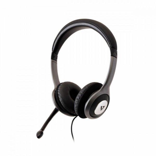 Fejhallgató Mikrofonnal V7 HU521 Fekete Ezüst színű