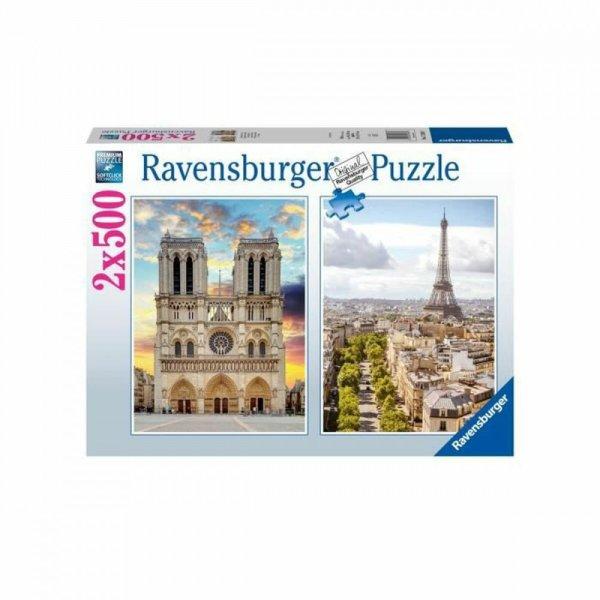 Puzzle Ravensburger Paris & Notre Dame 2 x 500 Darabok