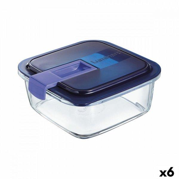 Hermetikus ebéddoboz Luminarc Easy Box Kék Üveg (6 egység) (1,22 L)