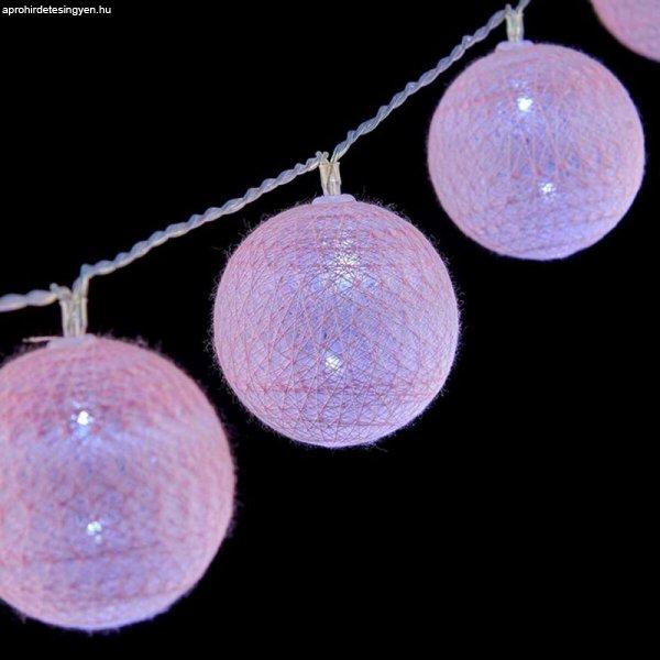 LED-es labda fűzér Ø 4 cm 2 m Rózsaszín